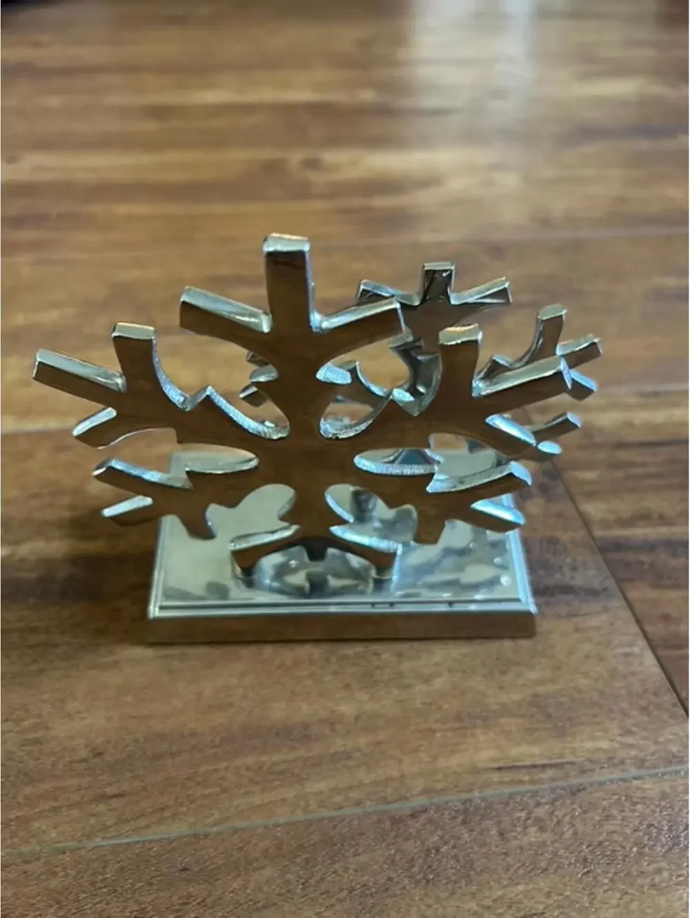 Set of 3 Silver Snowflake Stocking Holders Made in India